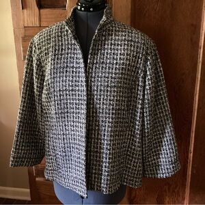 Chico's Black and White Textured Lightweight Jacket